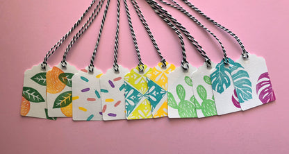 Handmade linocut gift tags Set of 10