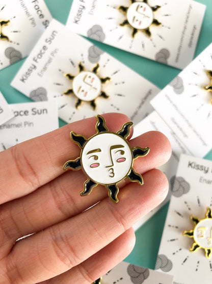 Kissy Face Sun and Moon Enamel Pin