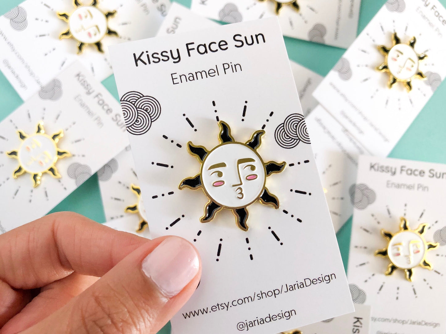 Kissy Face Sun and Moon Enamel Pin