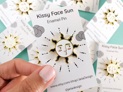 Kissy Face Sun and Moon Enamel Pin