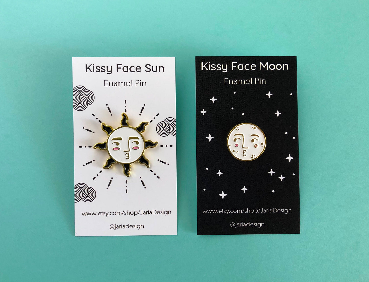 Kissy Face Sun and Moon Enamel Pin