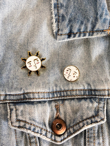 Kissy Face Sun and Moon Enamel Pin