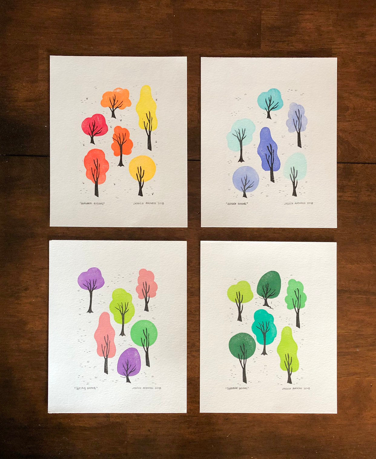 Four Seasons Linocut Prints