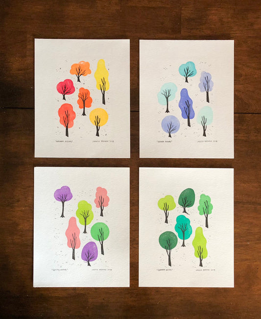 Four Seasons Linocut Prints