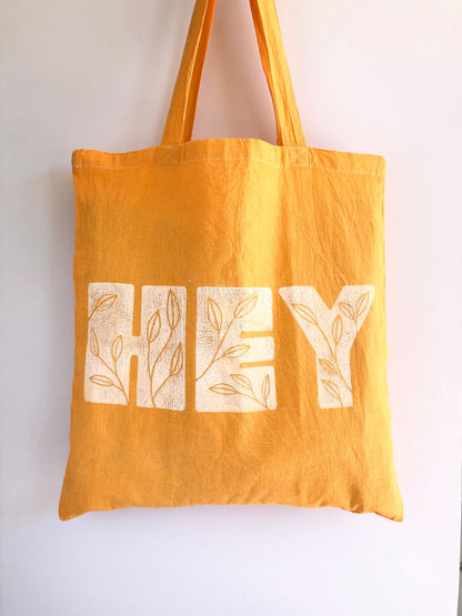 Colored linocut tote bags