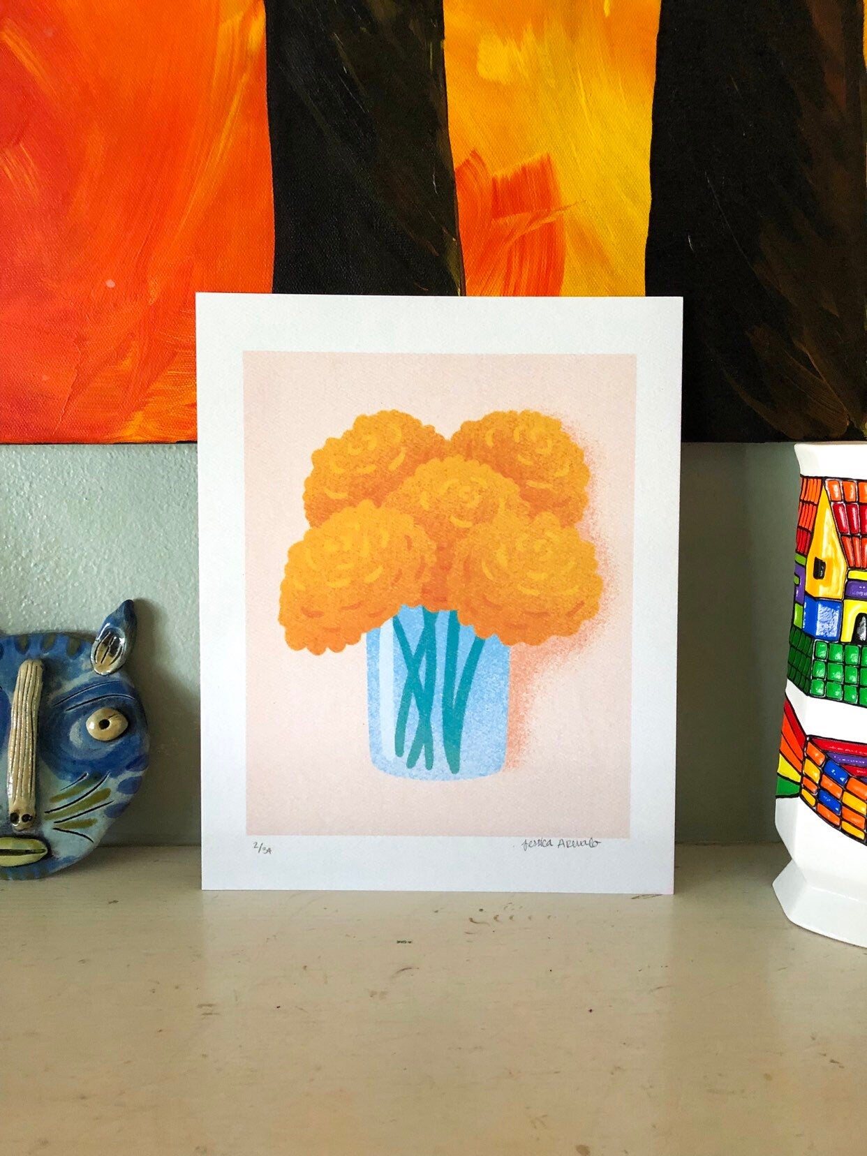 Marigold in jar print Limited Edition