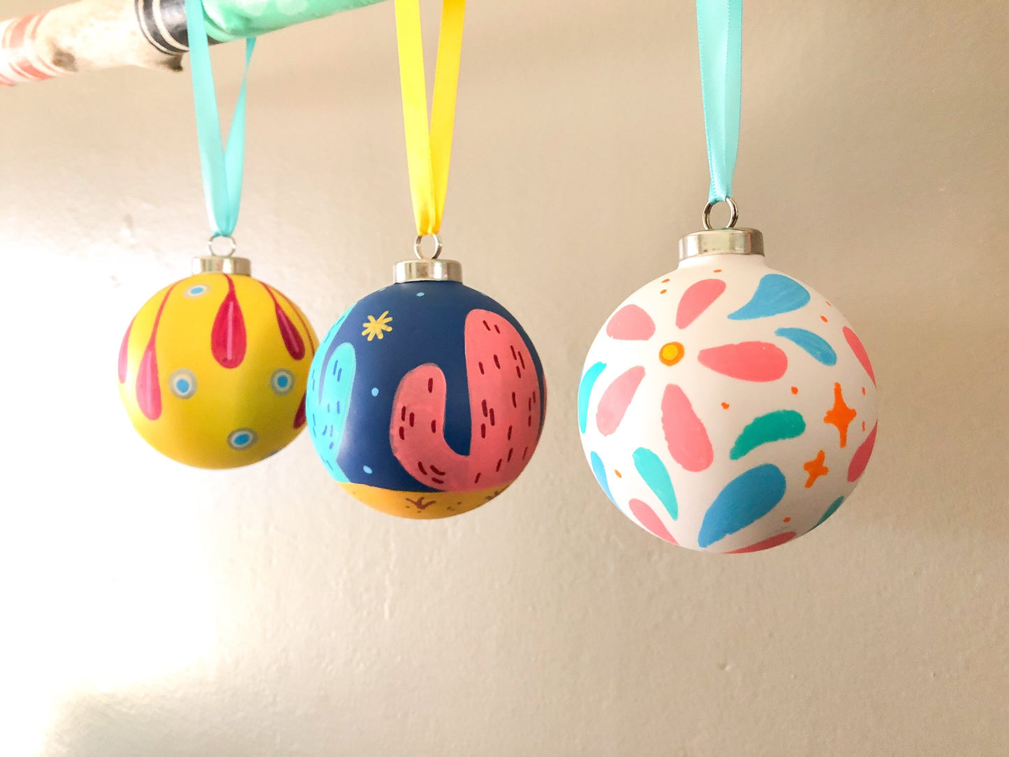 Hand painted ceramic ornaments