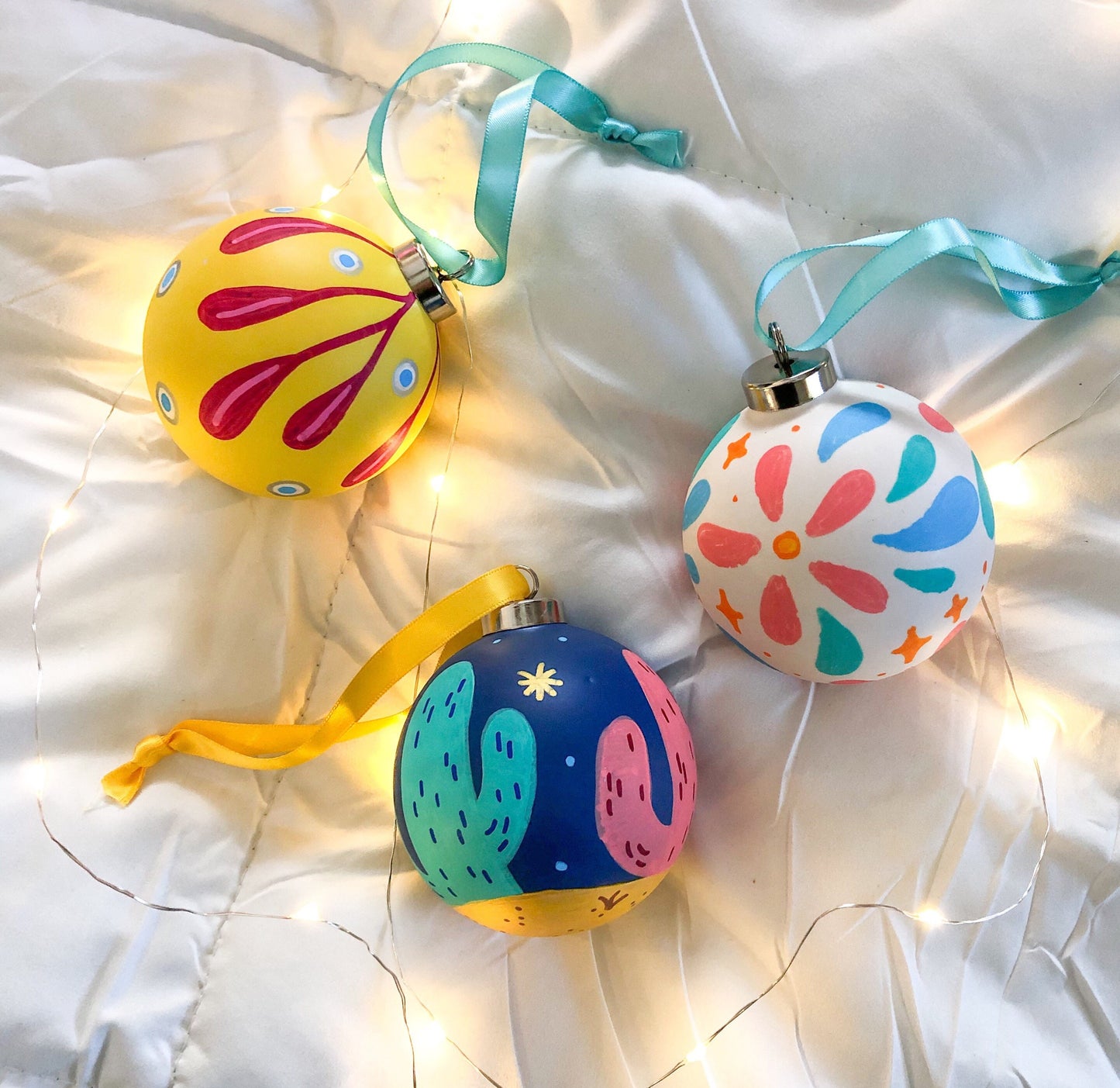 Hand painted ceramic ornaments